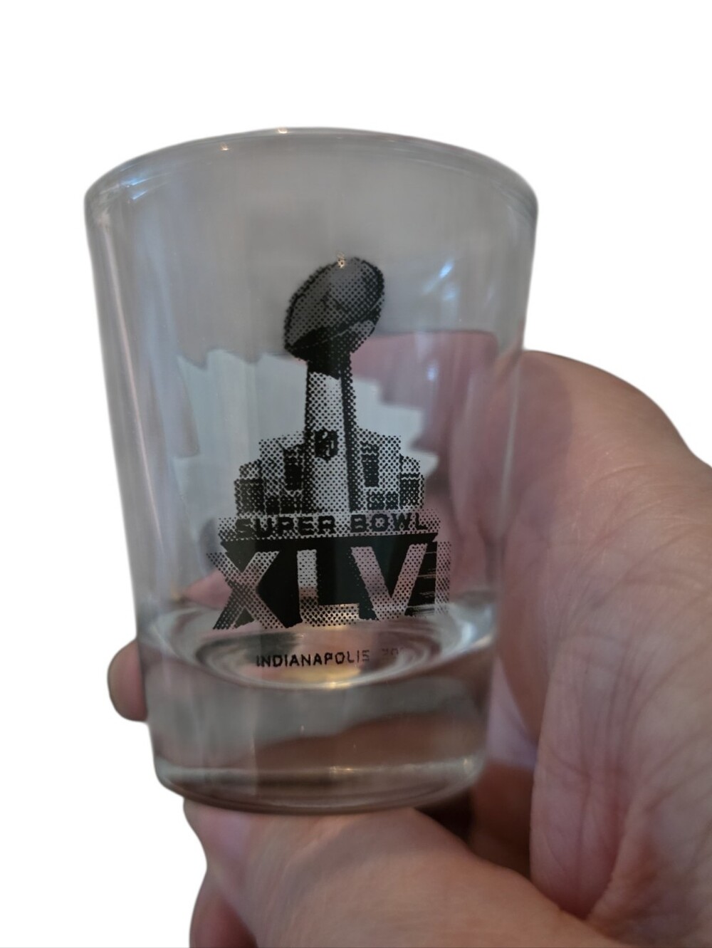Super Bowl XLVI Shot Glass with NY & Patriots Logos - Picture 2 of 2